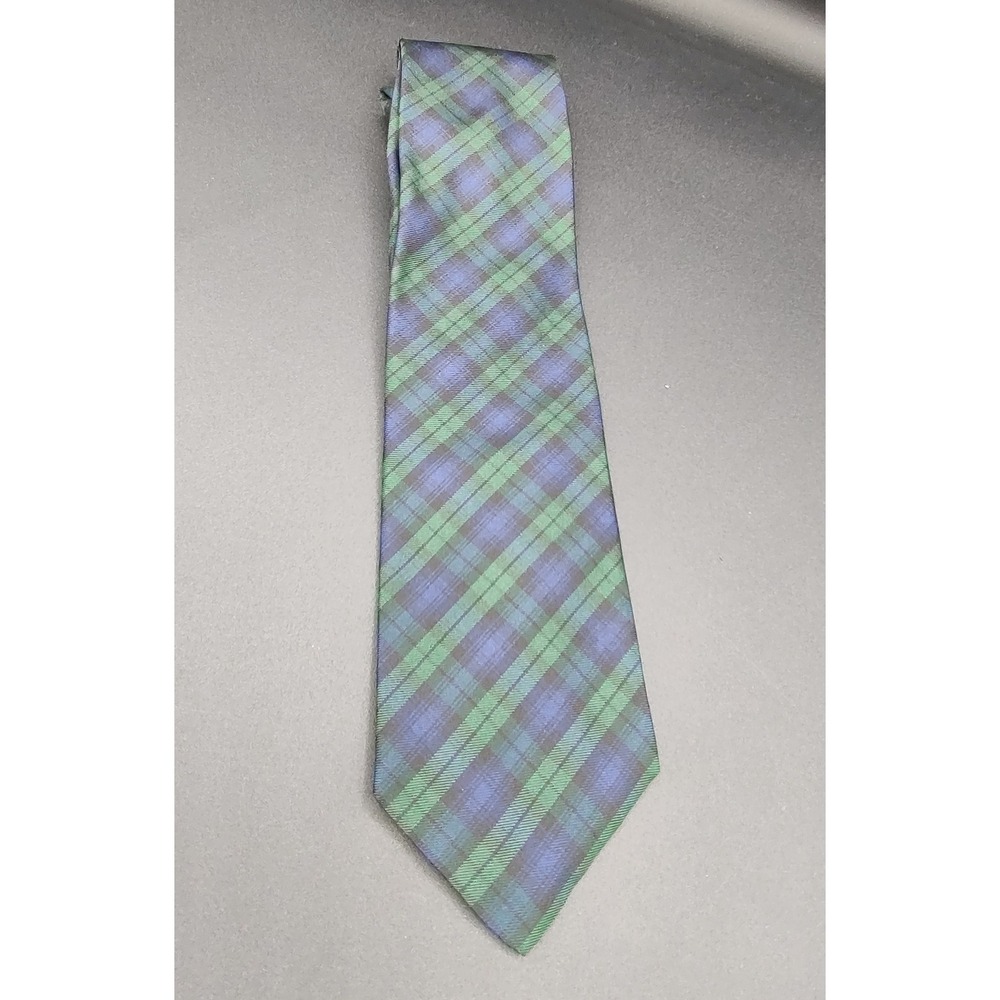 Jacobs‎ Roberts Ltd Silk Tie Norman Stockton Green Blue Black Watch Tartan Plaid